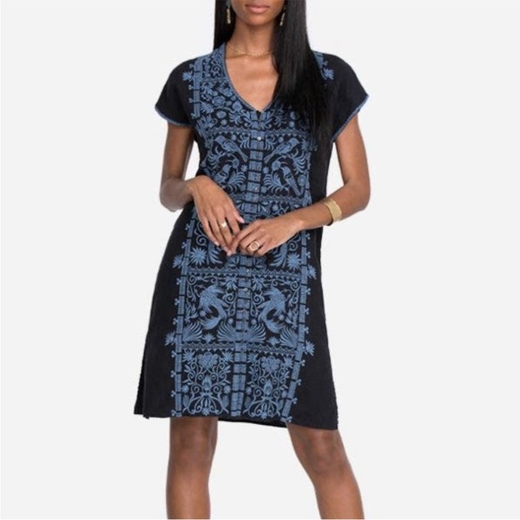 Johnny Was JWLA Harriet Button Down Tunic‎ Dress Black Sz XS